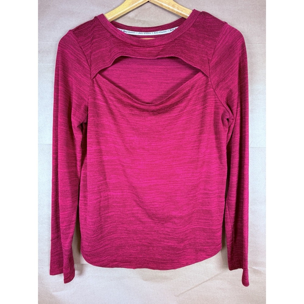 Juicy Couture Womens XL Pink Cutout Long Sleeve Top Magenta Heather